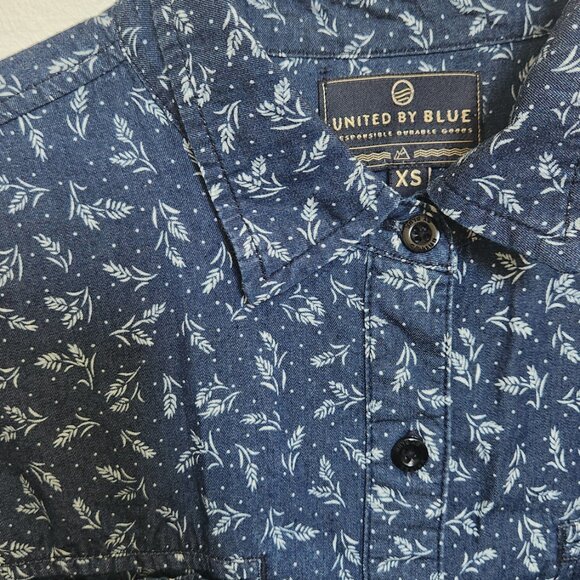 United by Blue Collared Button Up Shirt - Blue with grass/wheat pattern - Picture 4 of 10